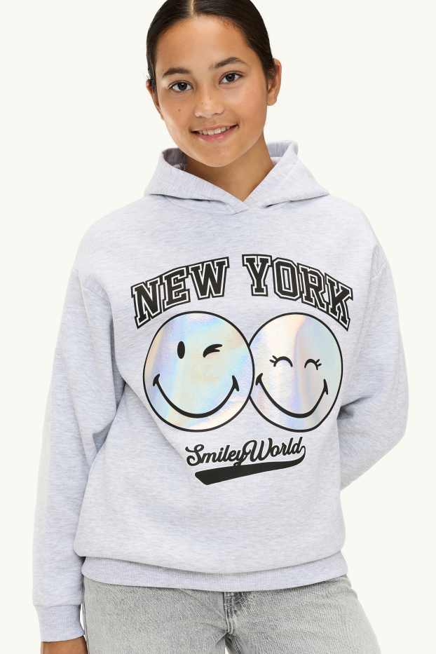 Nena - SmileyWorld® - dessuadora amb caputxa - efecte brillant - gris clar jaspiat