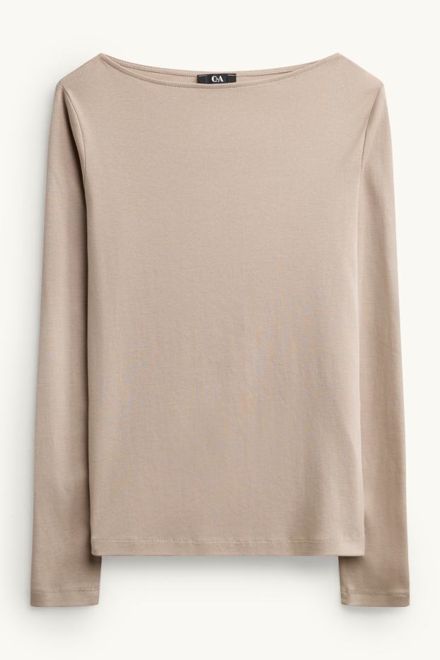 Dames - Longsleeve - slim fit - taupe