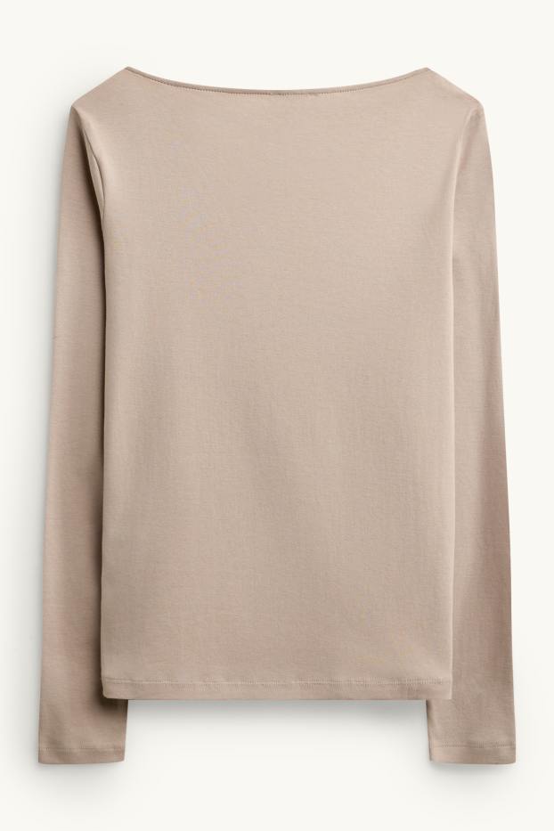 Dames - Longsleeve - slim fit - taupe