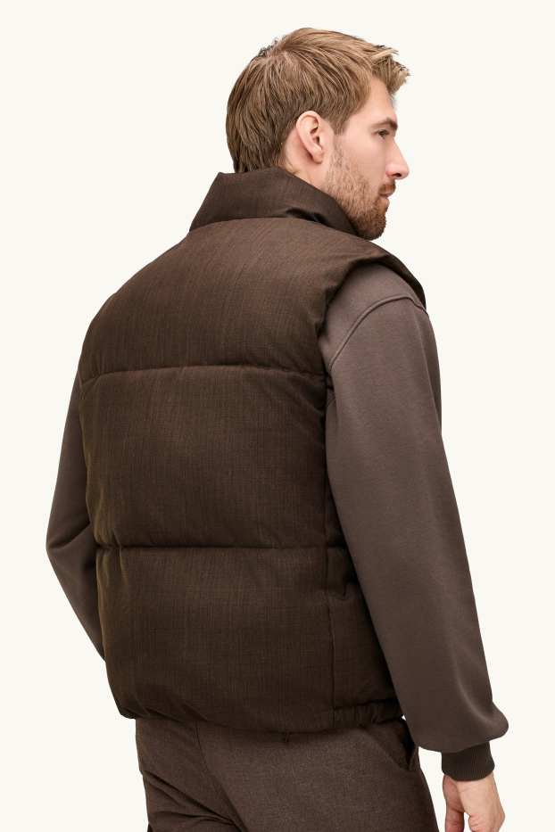 Uomo - Gilet trapuntato - foderato - idrorepellente - marrone scuro