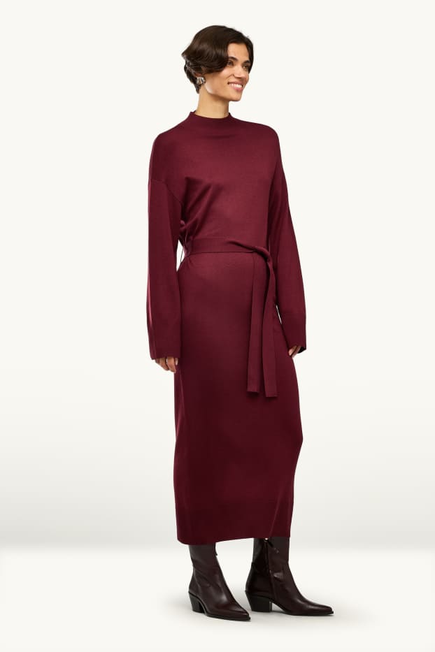 Dona - Vestit de punt - straight fit - bordeus