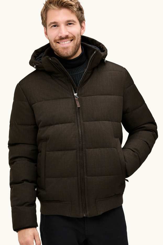 Men - Quilted jacket - lined - water-repellent - dark brown