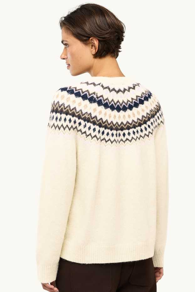 Women - Jumper - patterned - dark blue / creme white