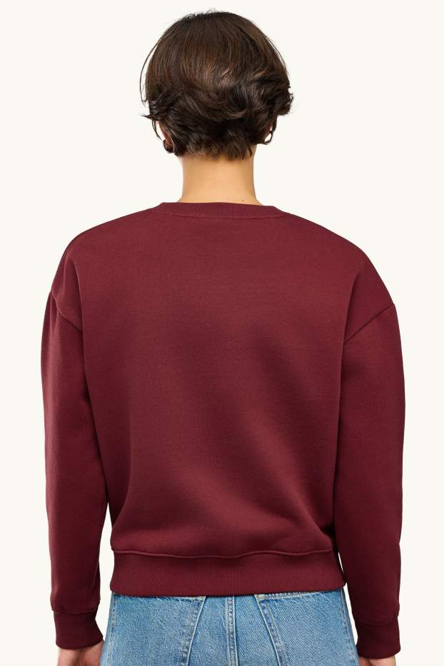 Damen - Weihnachts-Sweatshirt - Micky Maus - Glanz-Effekt - dunkelrot
