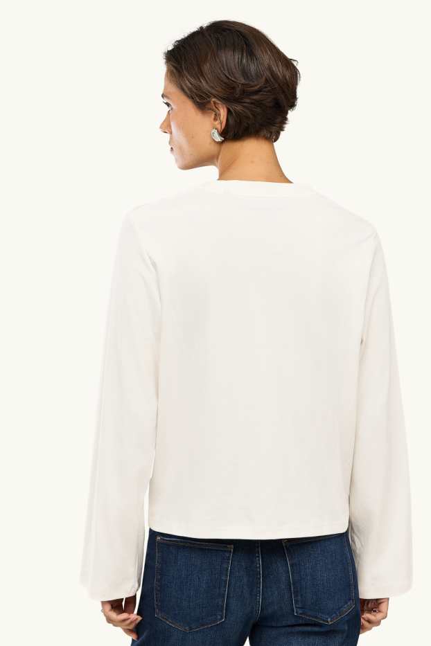 Damen - Langarmshirt - Regular Fit - cremeweiß