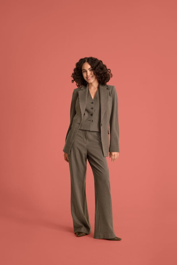 Dona - Armilla formal - entallada - estampada - marró / blau fosc