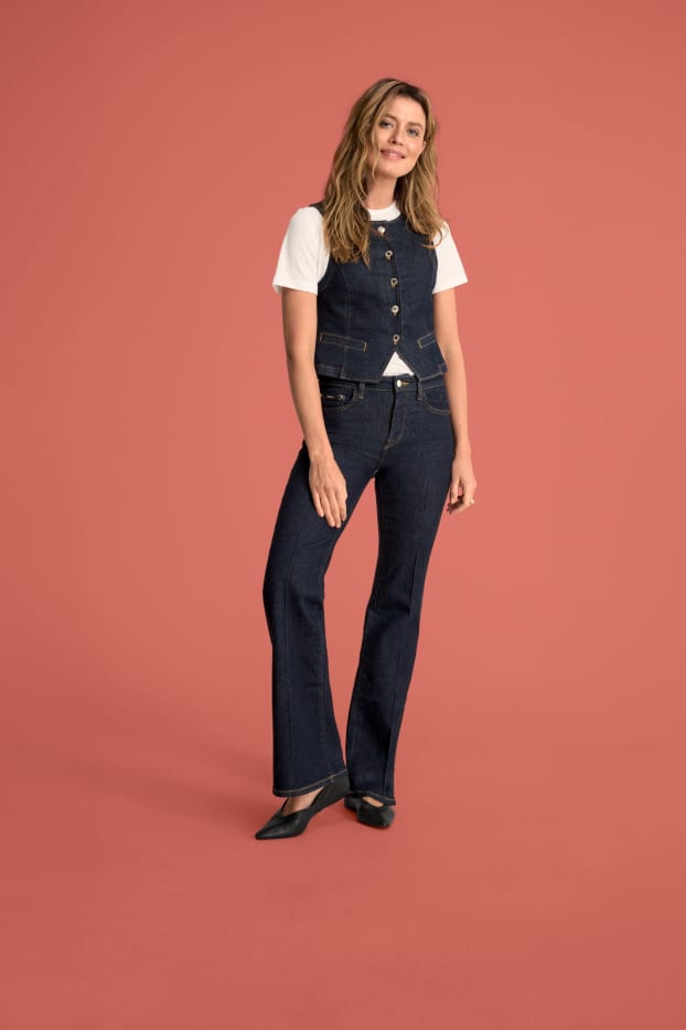 Damen - Flared Jeans - Mid Waist - LYCRA® - dunkeljeansblau
