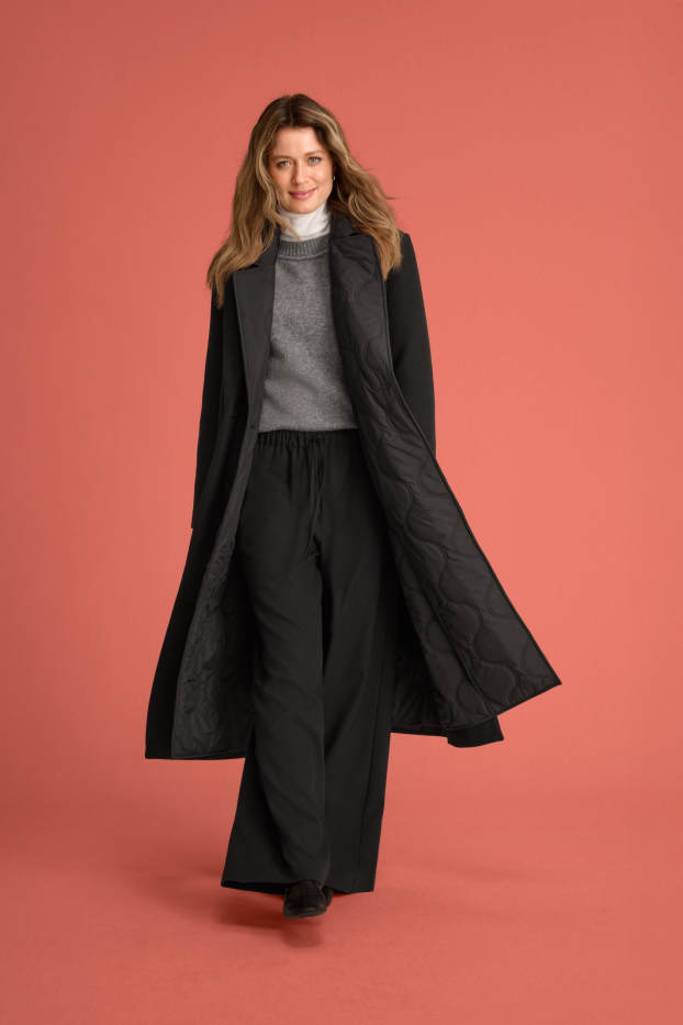 Damen - Business-Hose - Mid Waist - Wide Leg - schwarz