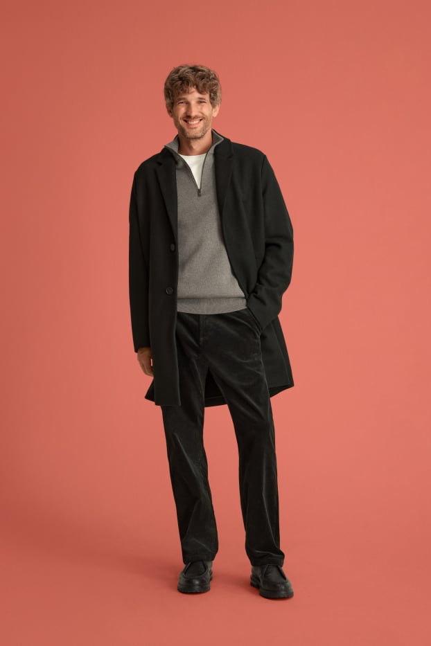 Bărbați - Chino din catifea reiată - relaxed fit - negru