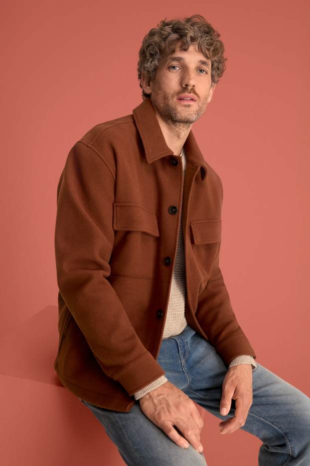 Heren - Overhemdjas - relaxed fit - Kent - bruin