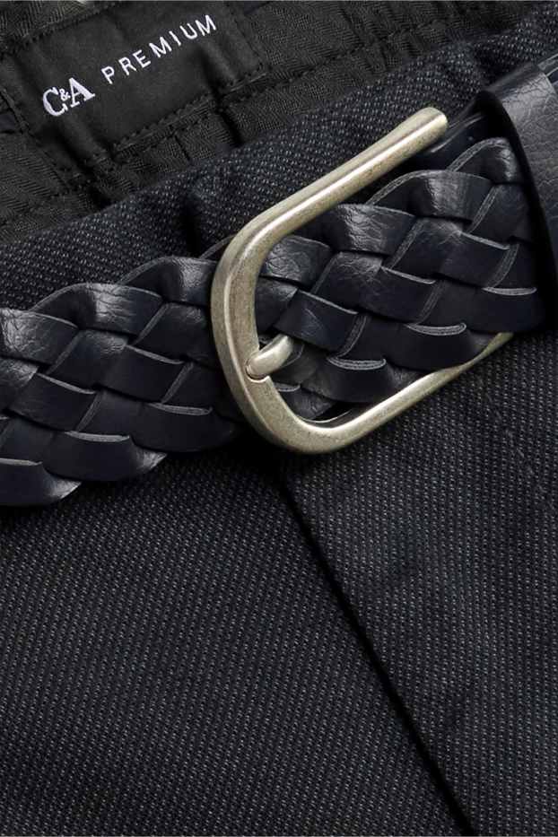 Herren - Chino mit Gürtel - Regular Fit - schwarz / dunkelgrau