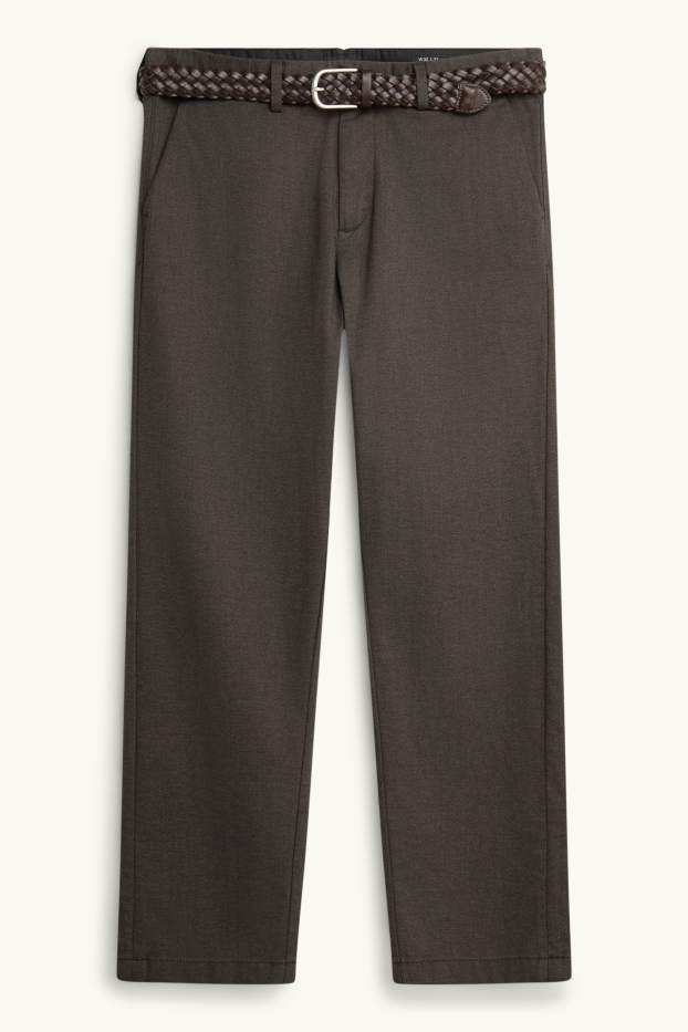 Herren - Chino mit Gürtel - Regular Fit - braun