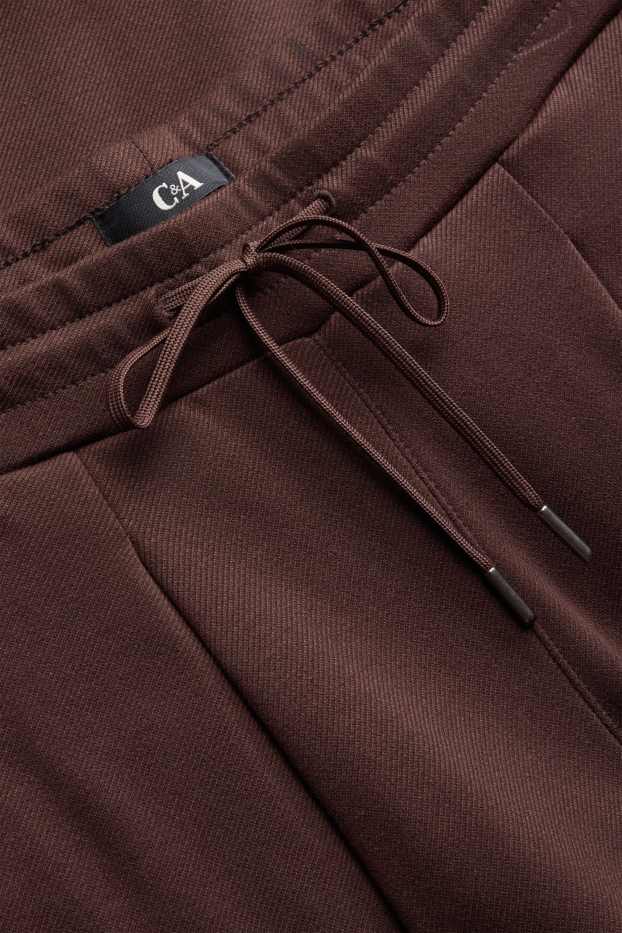 Femei - Pantaloni de stofă - talie medie - tapered fit - maro închis