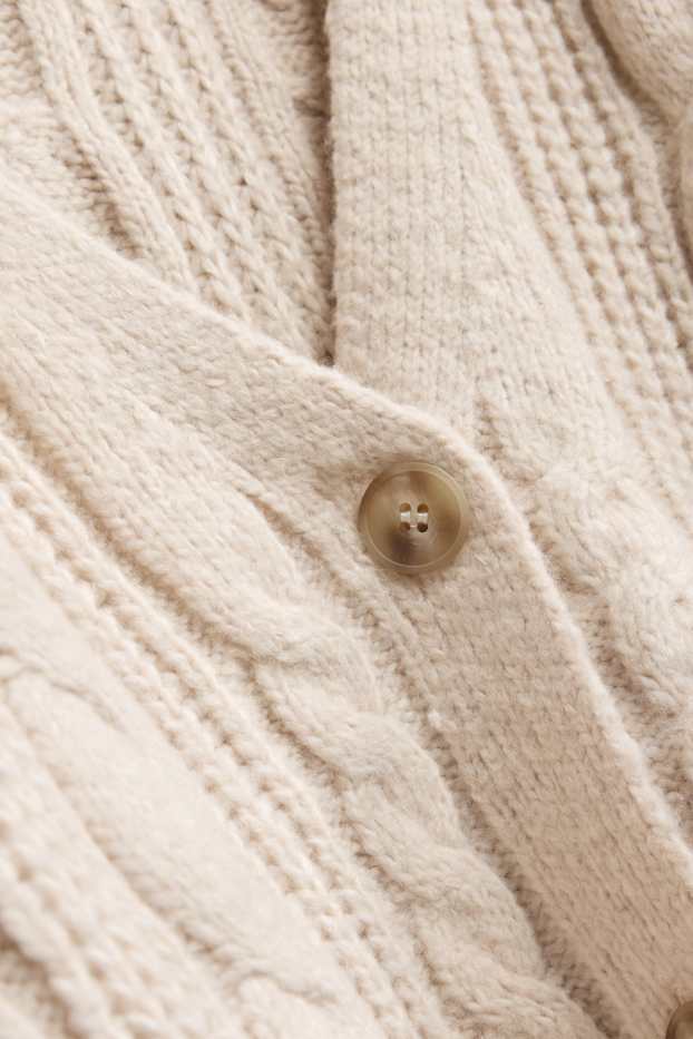 Donna - Cardigan - motivo treccia - bianco crema