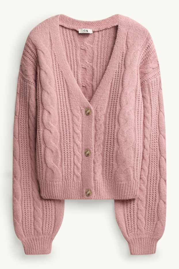 Women - Cardigan - cable knit pattern - Cream Powder