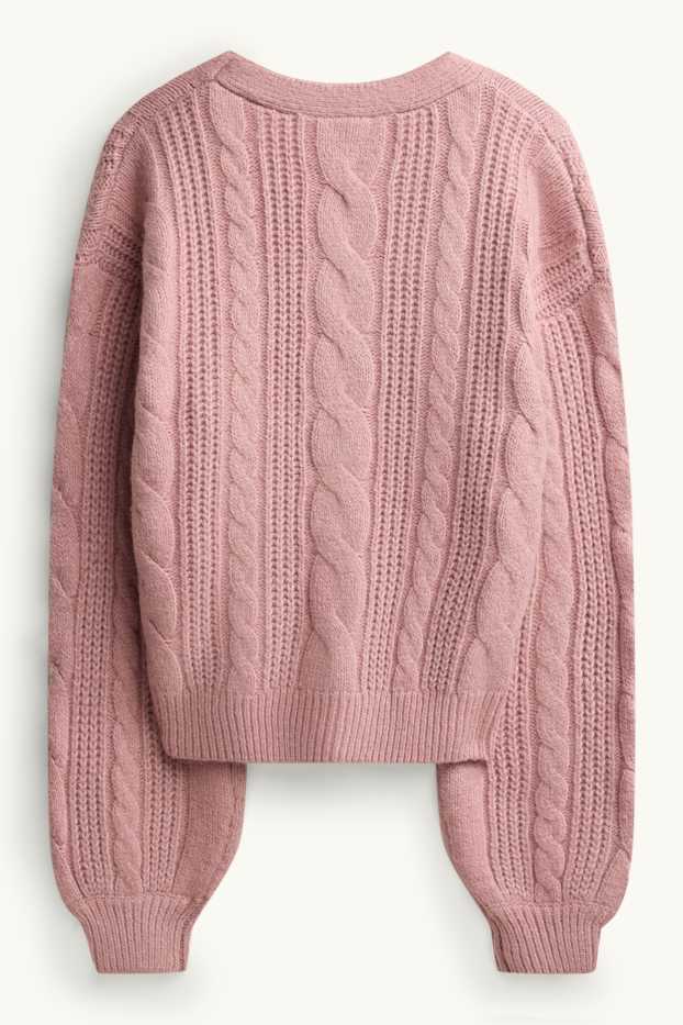 Women - Cardigan - cable knit pattern - Cream Powder