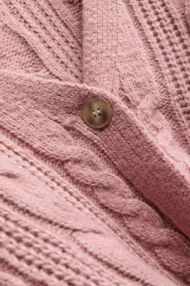 Women - Cardigan - cable knit pattern - Cream Powder
