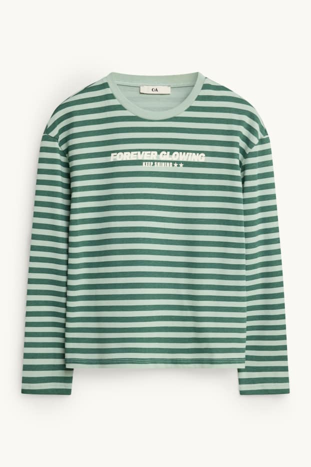 Children Girls - Long sleeve top - striped - green