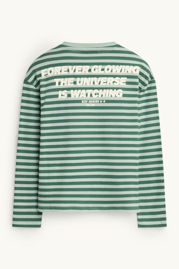 Children Girls - Long sleeve top - striped - green