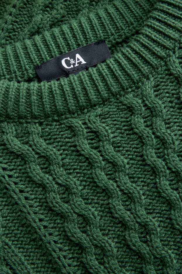 Women - Jumper - cable knit pattern - dark green