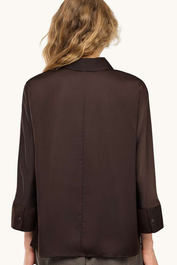 Femmes - Chemisier en satin - marron foncé