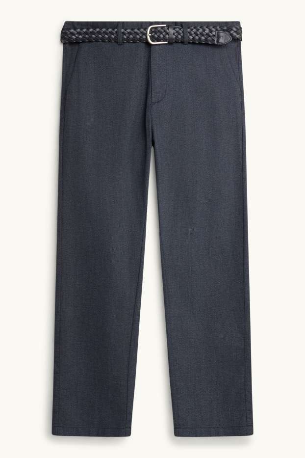 Hommes - Chino avec ceinture - regular fit - bleu foncé