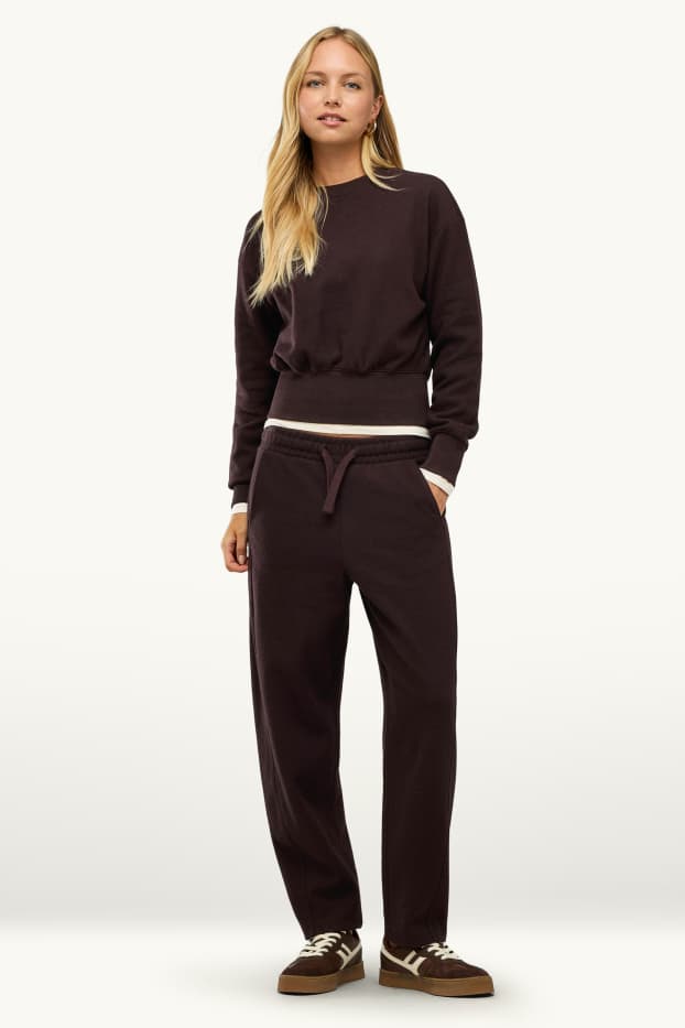 Femmes - Pantalon de jogging en maille - marron foncé