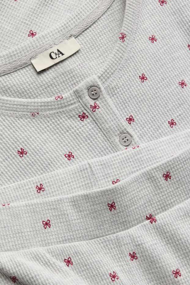Dona - Pijama - estampat - texturada - gris / vermell fosc