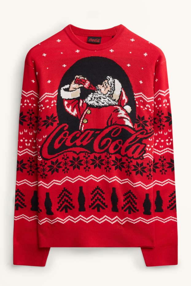 Hommes - Pull de Noël - Coca-Cola - rouge