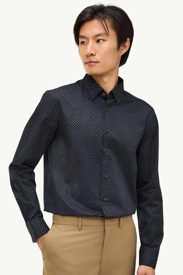 Herren - Businesshemd - Regular Fit - Button-down - dunkelblau