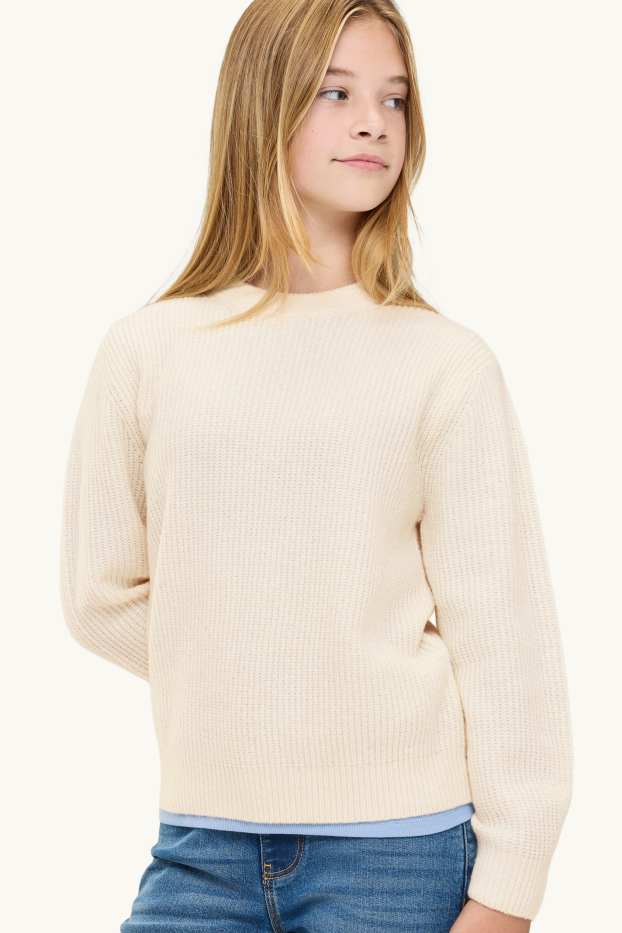 Kinder Mädchen - Pullover - cremeweiss
