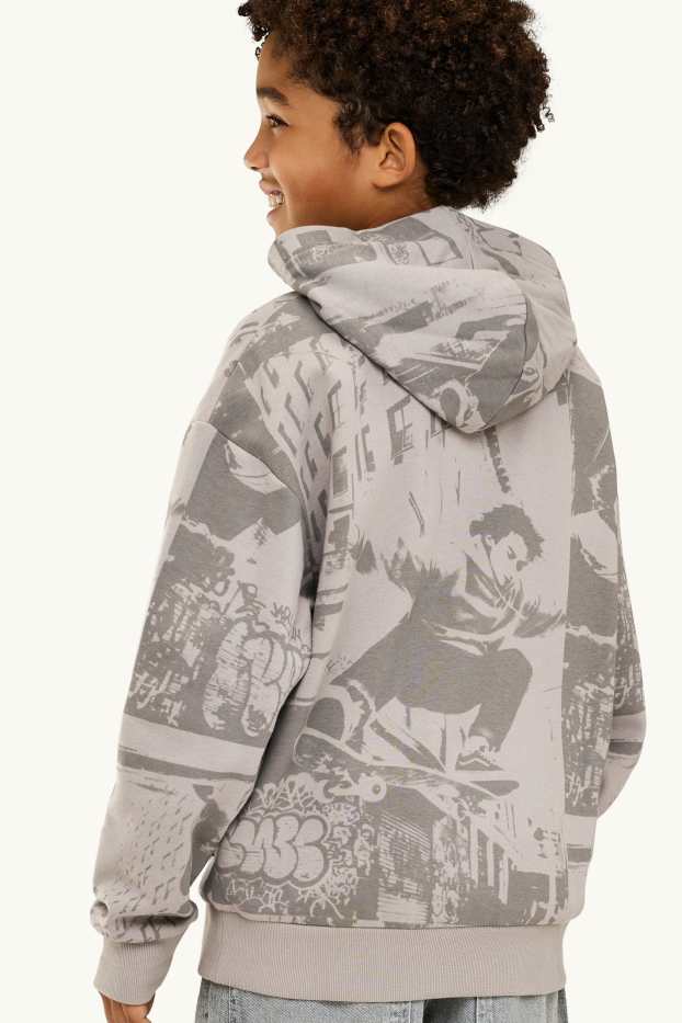 Enfants garçons - Skate - sweat à capuche - à motif - gris