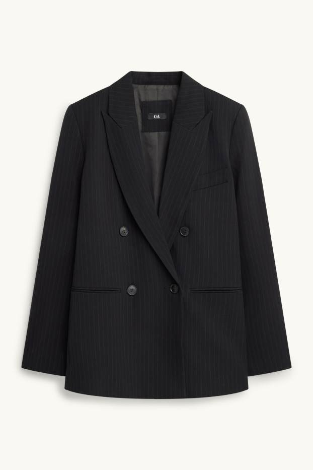 Damen - Longblazer - Regular Fit - Nadelstreifen - schwarz