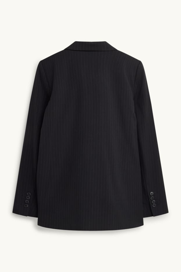 Damen - Longblazer - Regular Fit - Nadelstreifen - schwarz