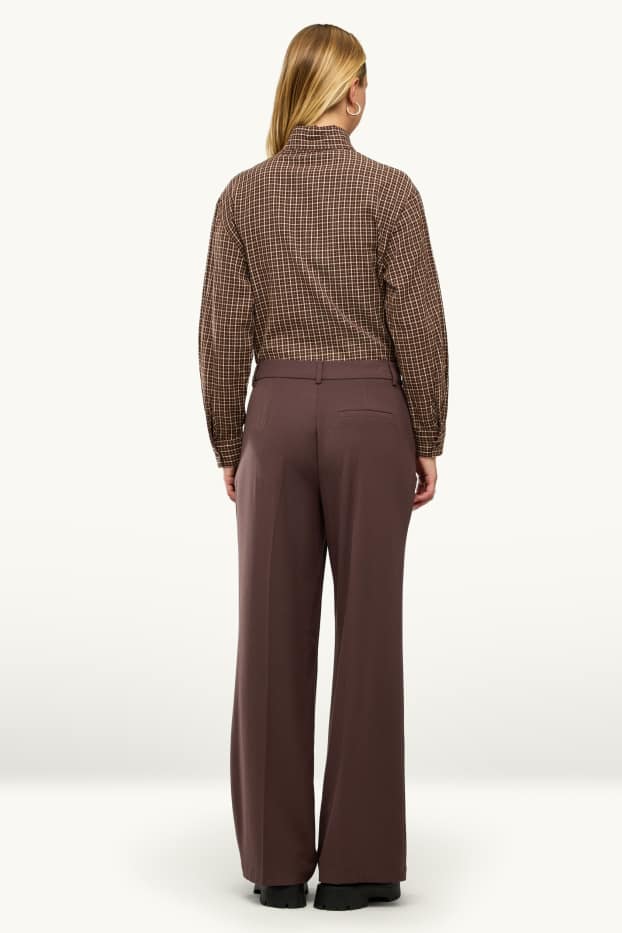 Femei - Pantaloni de stofă - talie medie - straight fit - maro