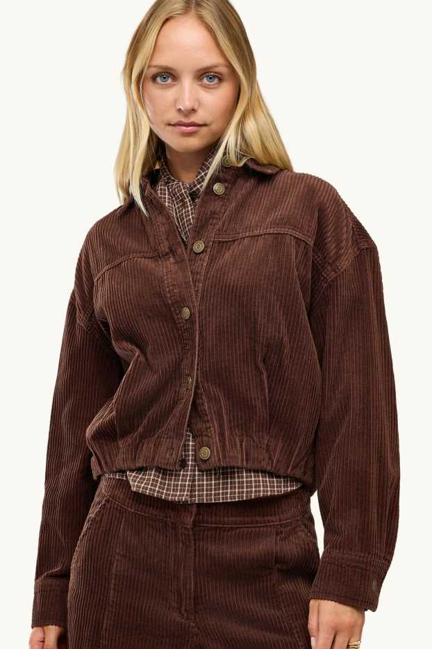 Donna - Blusa in velluto a coste - marrone