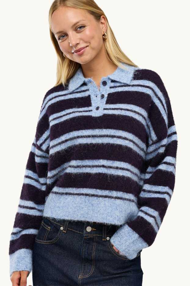 Femmes - Pull - à rayures - bleu / noir