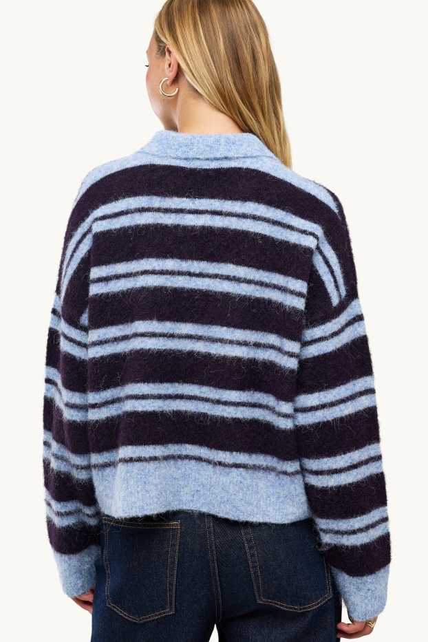 Femmes - Pull - à rayures - bleu / noir