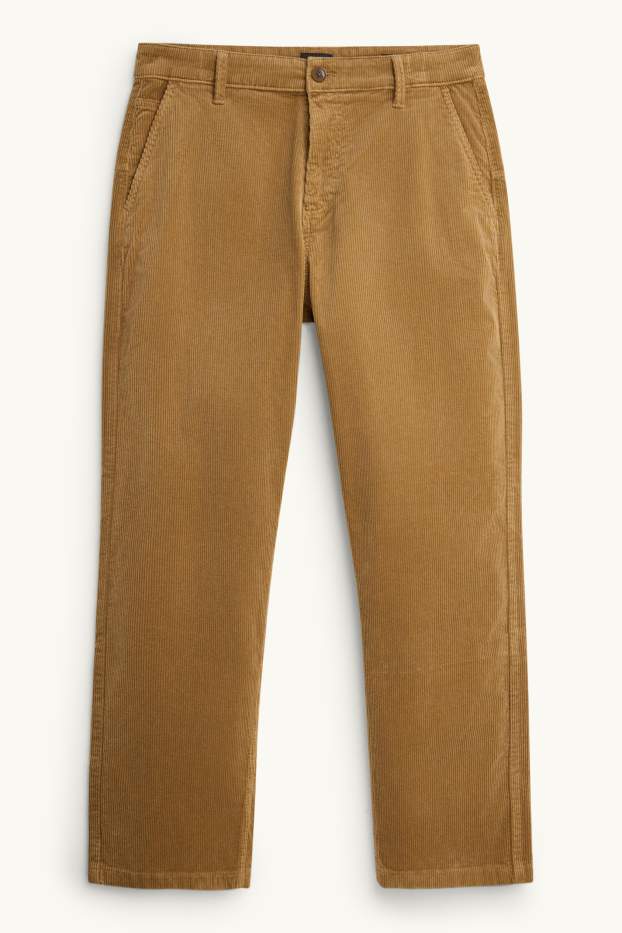 Bărbați - Chino din catifea reiată - relaxed fit - maro