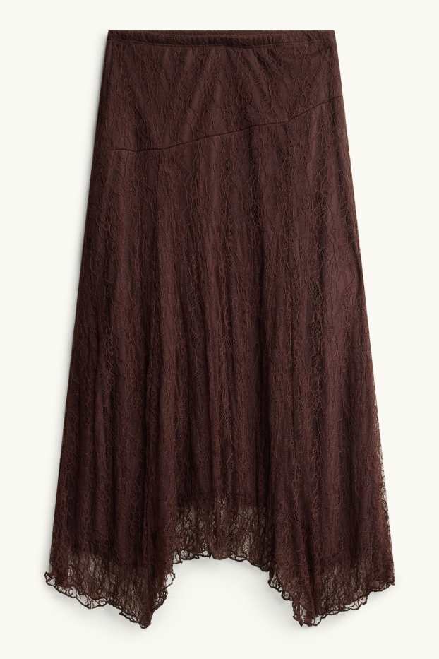 Women - Lace skirt - dark brown