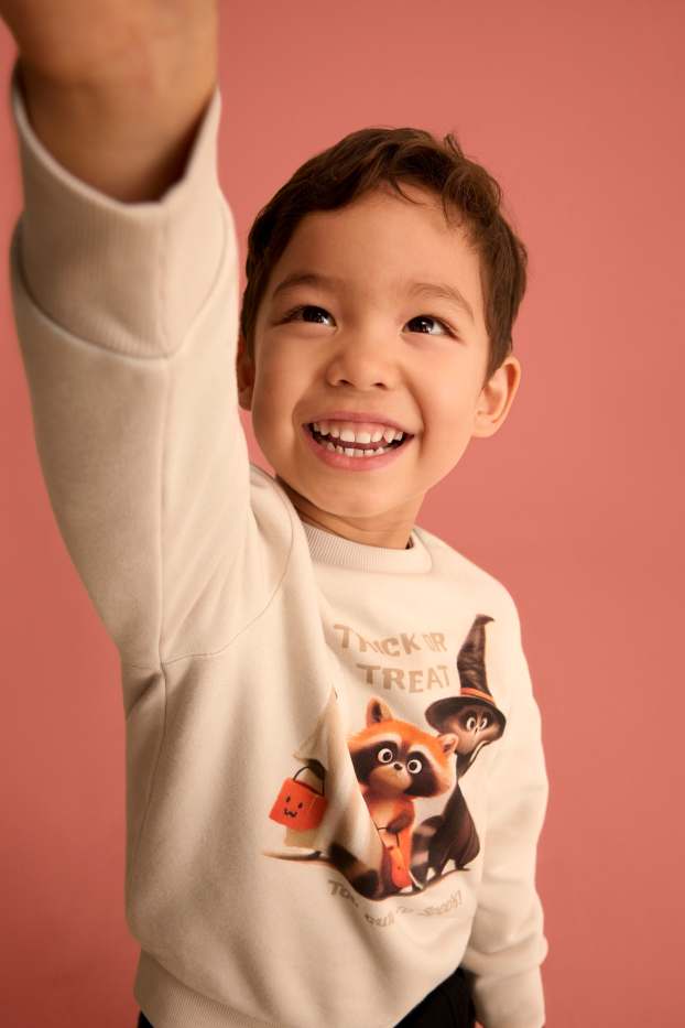 Enfants garçons - Ensemble - Halloween - sweat et sac - 2 pièces - blanc crème