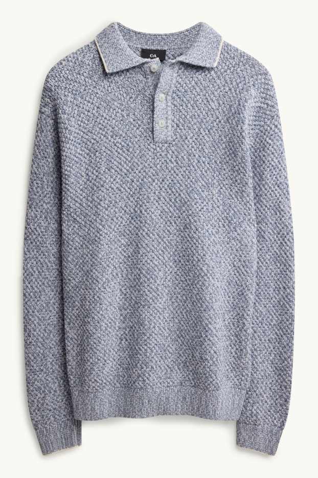 Herren - Pullover - strukturiert - blau / grau