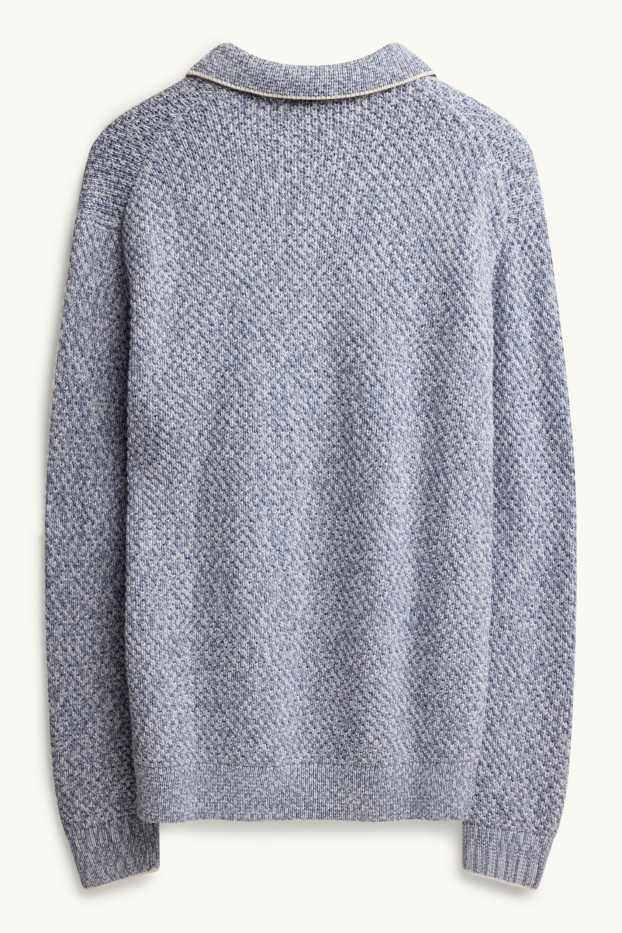 Herren - Pullover - strukturiert - blau / grau