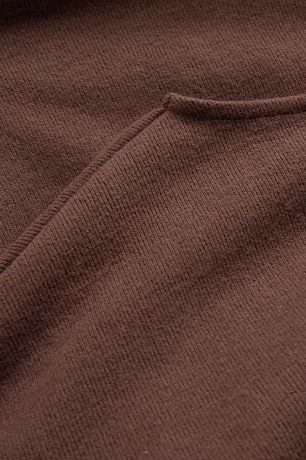 Femei - Tricou cu mânecă lungă - reiat - maro închis