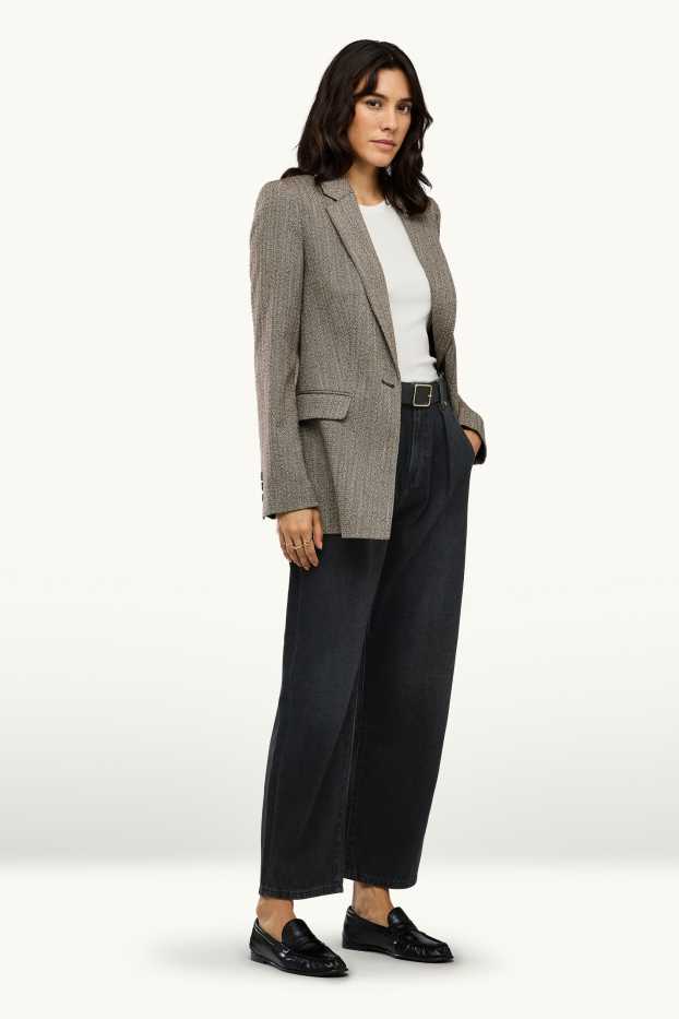 Femmes - Barrel jean à ceinture - high waist - noir