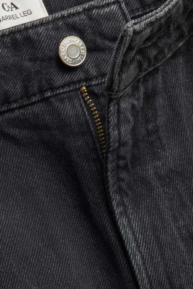 Femmes - Barrel jean à ceinture - high waist - noir