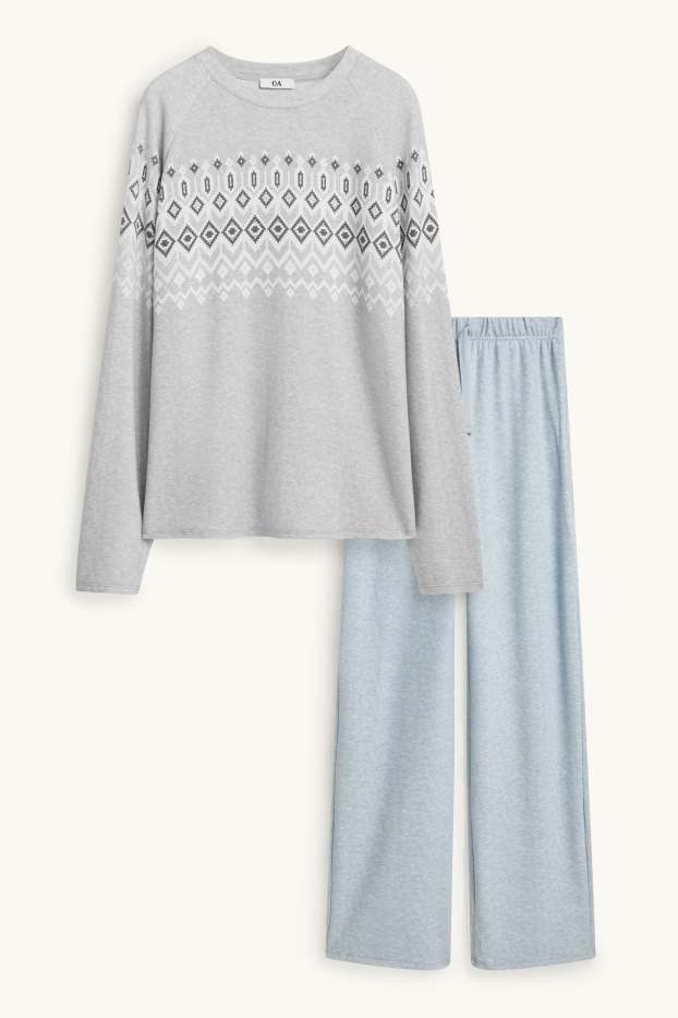 Femmes - Pyjama - bleu clair-chiné