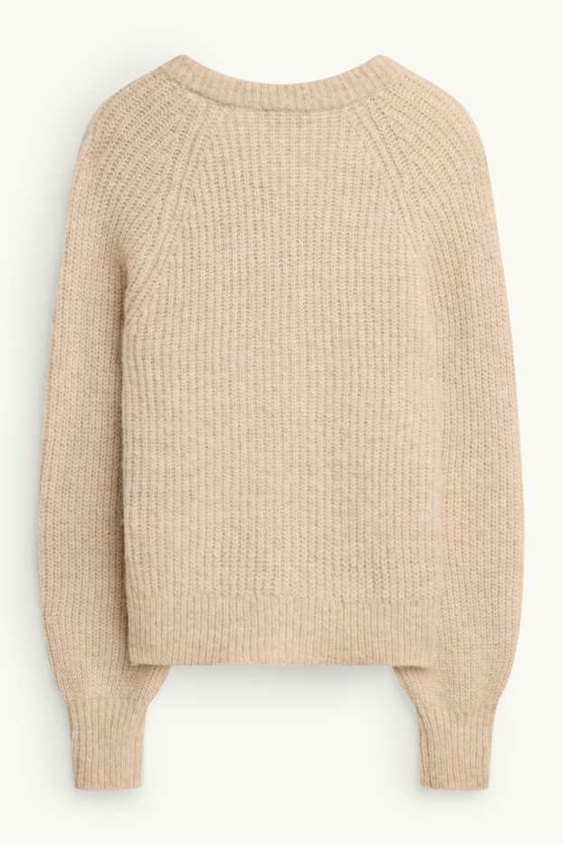 Dames - Vest - geribd - beige