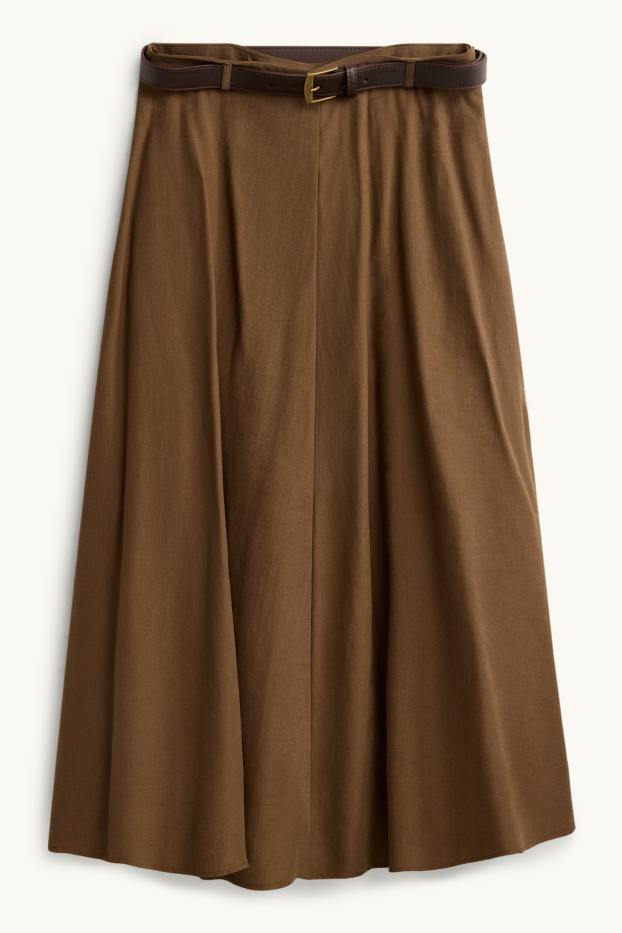 Femmes - Jupe avec ceinture - kaki