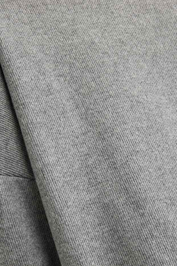 Dámské - Tričko s dlouhým rukávem - relaxed fit - žebrované - šedá-žíhaná